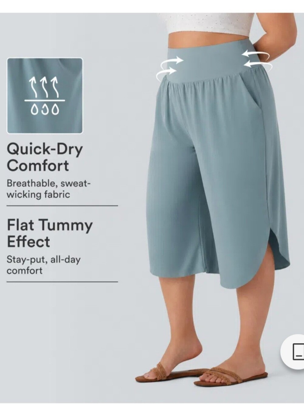 Halara High Waisted Capri Pants Quick Dry Plus Size 3X I Stone Blue Never Worn